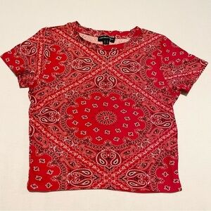 Streetwear Society Paisley Red Bandana Womens Tshirt Size XL Shirt
